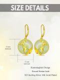 wholesale 14K Gold Plated Sterling Silver Round Natural Jade Earrings for Women-0-11