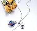 wholesale 925 Sterling Silver Blue Crystal Bird Heart Pendant Necklace-0-3