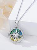 wholesale 925 Sterling Silver Compass Rose Pendant Necklace w/ Abalone Shell & Cubic Zirconia Elements for Women Men s-0-1