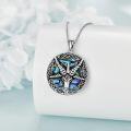 wholesale 925 Sterling Silver Metal Abalone Inlay Satan's Head Gothic Pentagram Pendant Necklace-0-2