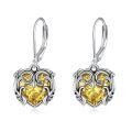 wholesale 925 Sterling Silver Heart Dangle Earrings Wholesale Yellow Cubic Zirconia-0-0