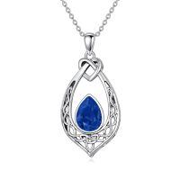 wholesale 925 Sterling Silver Celtic Knot Pendant With Turquoise-Sapphire Blue
