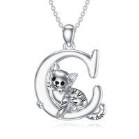 wholesale 925 Sterling Silver Letter E Pendant With Cat Design-C