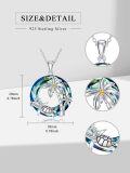 wholesale 925 Sterling Silver Blue Crystal Sea Turtle & Coconut Tree Pendant Necklace-0-3
