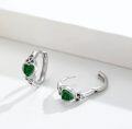 wholesale 925 Sterling Silver Green Crystal Celtic Knot Heart Huggie Hoop Earrings for Women-0-3