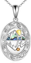 wholesale 925 Sterling Silver Abalone Shell and Gold Plated Mountain Pendant Necklace for Women - Religious s-0-0