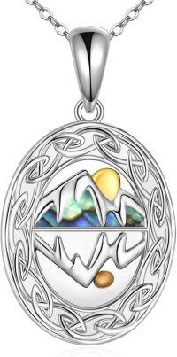 wholesale 925 Sterling Silver Abalone Shell and Gold Plated Mountain Pendant Necklace for Women - Religious s-Celtic