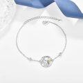 wholesale 925 Sterling Silver Tree of Life Bracelet with Yellow and Black Accents - Adjustable Size-0-1