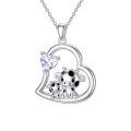 wholesale 925 Sterling Silver Mom Heart Shape Animal Pendant Necklaces for Women Girls Family Love Gift-0-20