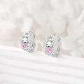 wholesale 925 Sterling Silver Angel with Pink CZ Heart Studs - Valentine's Day Gift for Her-0-2