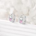 wholesale 925 Sterling Silver Angel with Pink CZ Heart Studs - Valentine's Day Gift for Her-0-2