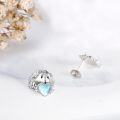 wholesale 925 Sterling Silver Heart-Shaped Guinea Pig Stud Earrings with Blue Stone Accents-0-3