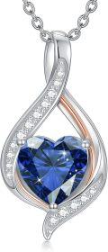 wholesale White Gold Plated Silver & Moissanite 1.5cttw Infinity Heart Birthstone Necklace with September Gemstone-0-0