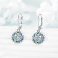 wholesale 925 Sterling Silver Abalone Shell Om Symbol Lotus Chakra Drop Earrings for Women-0-3