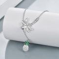 wholesale 925 Sterling Silver Dragonfly & Pineapple Lariat Necklace with Green CZ Stones - Gifts for Her-0-2