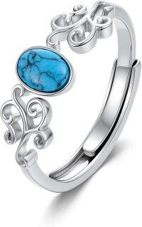 wholesale 925 Sterling Silver Turquoise Adjustable Flower Ring Women s Gift-Pattern B