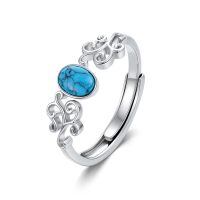 wholesale 925 Sterling Silver Turquoise Adjustable Flower Ring Women s Gift-Pattern B