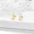 wholesale 14K Gold Heart Studs with Cubic Zirconia for Girls Kids Teenagers  Valentine's Day-0-2