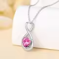 TOUPOP Sterling Silver Pink Tourmaline Infinity Love Moon Pendant Necklace-0-3