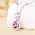 TOUPOP Sterling Silver Pink Tourmaline Infinity Love Moon Pendant Necklace-0-3
