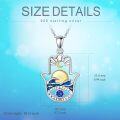 wholesale 925 Sterling Silver Blue Sapphire Moon & Sun Hamsa Pendant Necklace for Women Men Protection s-0-3
