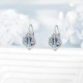 wholesale 925 Sterling Silver Libra Zodiac Sign Drop Earrings with Abalone Shell and Cubic Zirconia  for Her-0-2