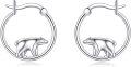 wholesale 925 Sterling Silver Polar Bear Hoop Earrings - Christmas Gift Ideas for Her-0-0