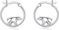 wholesale 925 Sterling Silver Polar Bear Hoop Earrings - Christmas Gift Ideas for Her-bear hoops