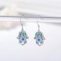 wholesale 925 Sterling Silver Abalone Shell Blue Crystal Evil Eye Hamsa Chakra Drop Earrings Hand of Fatima s for Women Girls-0-1