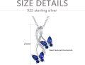 wholesale 925 Sterling Silver Blue Sapphire & Cubic Zirconia Butterfly Infinity Pendant Necklace-0-4