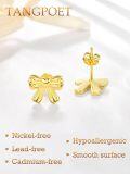wholesale 925 Sterling Silver Gold Plated Bow Knot Stud Earrings for Women Girls Gift-0-2