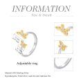 TOUPOP Sterling Silver Crystal Animal Butterfly Bee Dragonfly Adjustable Ring-0-1
