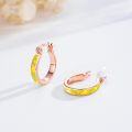 wholesale Rose Gold Yellow Fire Opal Huggie Hoop Earrings for Women 925 Sterling Silver  Idea-0-1