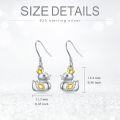 wholesale 925 Sterling Silver Crowned Duck Drop Earrings with Yellow Stone Accents-0-2