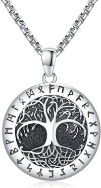 wholesale 925 Sterling Silver Tree of Life Pendant Necklace Norse Viking Rune Amulet s for Women-Tree of Life B(Viking Runes)