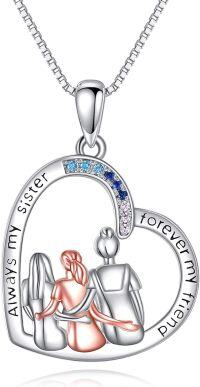 wholesale Sterling Silver Heart Necklace Sisters Gift for Friendship Birthday Christmas-Sister Three Sister