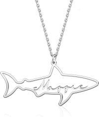 wholesale 925 Sterling Silver Shark Personalized Name Necklace Pendant Jewelry for Women-Shark
