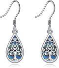 wholesale 925 Sterling Silver Abalone Shell Tree of Life Teardrop Dangle Earrings for Women-0-0