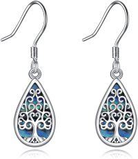 wholesale 925 Sterling Silver Abalone Shell Tree of Life Teardrop Dangle Earrings for Women-Tree of Life I