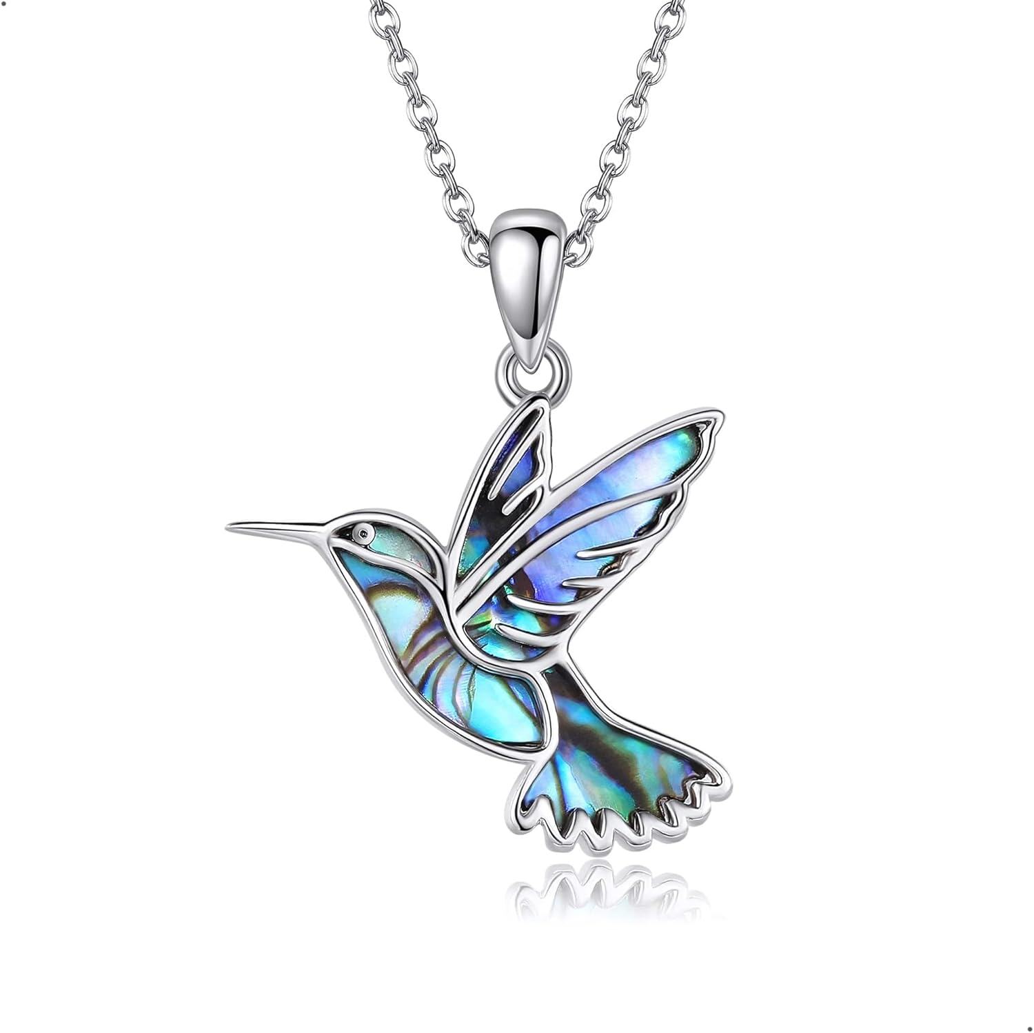 wholesale 925 Sterling Silver Abalone Shell Hummingbird Necklace for Women Mom Gifts-Abalone Shell