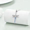 wholesale 925 Sterling Silver Blue Dragonfly Pendant Necklace with Crystals for Women and Girls-0-3