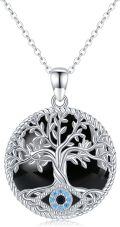 wholesale 925 Sterling Silver Tree of Life Pendant with Blue Opal & Black Opal - Evil Eye s for Her-0-0