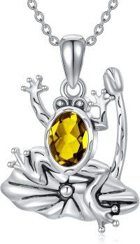 wholesale 925 Sterling Silver Crystal Frog Birthstone Pendant Necklace for Women-Frog November birthstone necklace