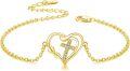 wholesale Gold 925 Sterling Silver Heart Cross Charm Bracelet for Women-0-0