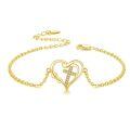 wholesale Gold 925 Sterling Silver Heart Cross Charm Bracelet for Women-0-0