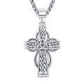 wholesale 925 Sterling Silver Celtic Cross Pendant on Rolo Chain - Irish Knot Protection Jewelry for Men (24+2) -0-0