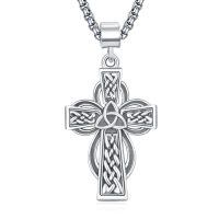 wholesale 925 Sterling Silver Celtic Cross Pendant on Rolo Chain - Irish Knot Protection Jewelry for Men (24+2) -Celtic Cross-A