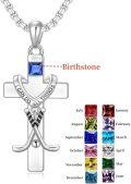 wholesale 925 Sterling Silver Sports Theme Cross Necklace w/Blue Crystal & I Can Do All Things Pendant for Men/Women-0-1