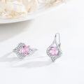 wholesale 925 Sterling Silver Pink Sapphire & Cubic Zirconia Drop Earrings for Women-0-4
