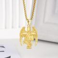 wholesale 925 Sterling Silver Gold Plated Saint Michael Archangel Winged Cross Pendant Necklace-0-1